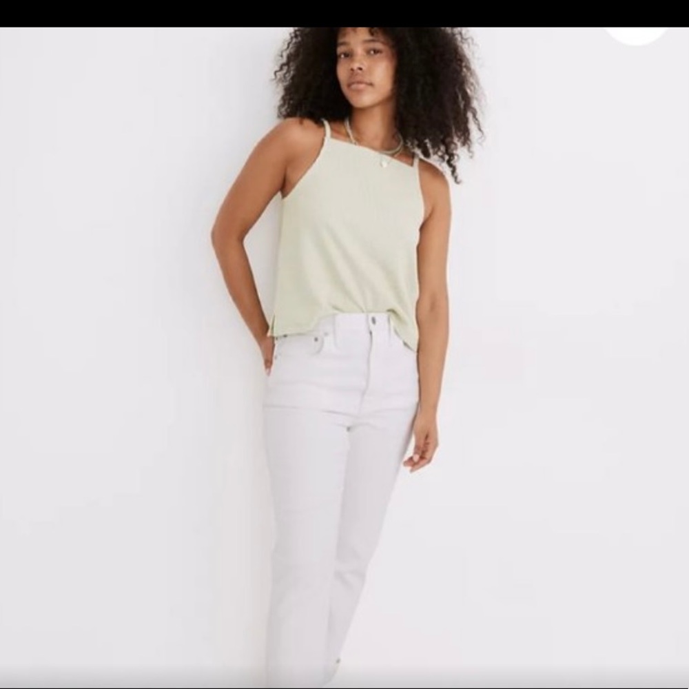 Madewell High-Rise Slim Boyjean in Tile White
